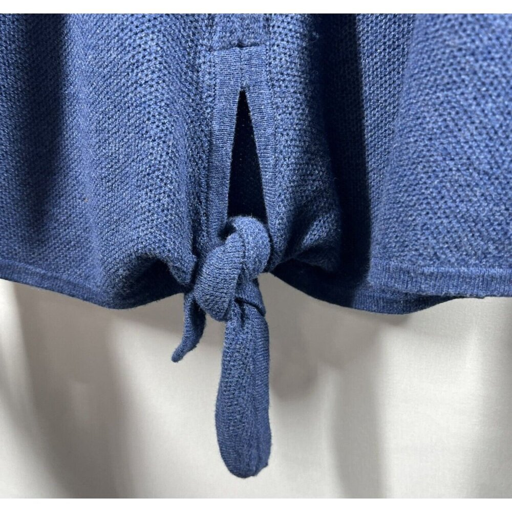 J Jill Sweater Size Large Solid Blue Pullover Tie Long Sleeve Cotton Blend Knit - Picture 4 of 7